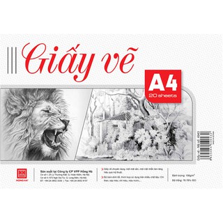 Giấy vẽ A4 sketch - 20 tờ - Màu trắng ngà một mặt sần một mặt nhẵn