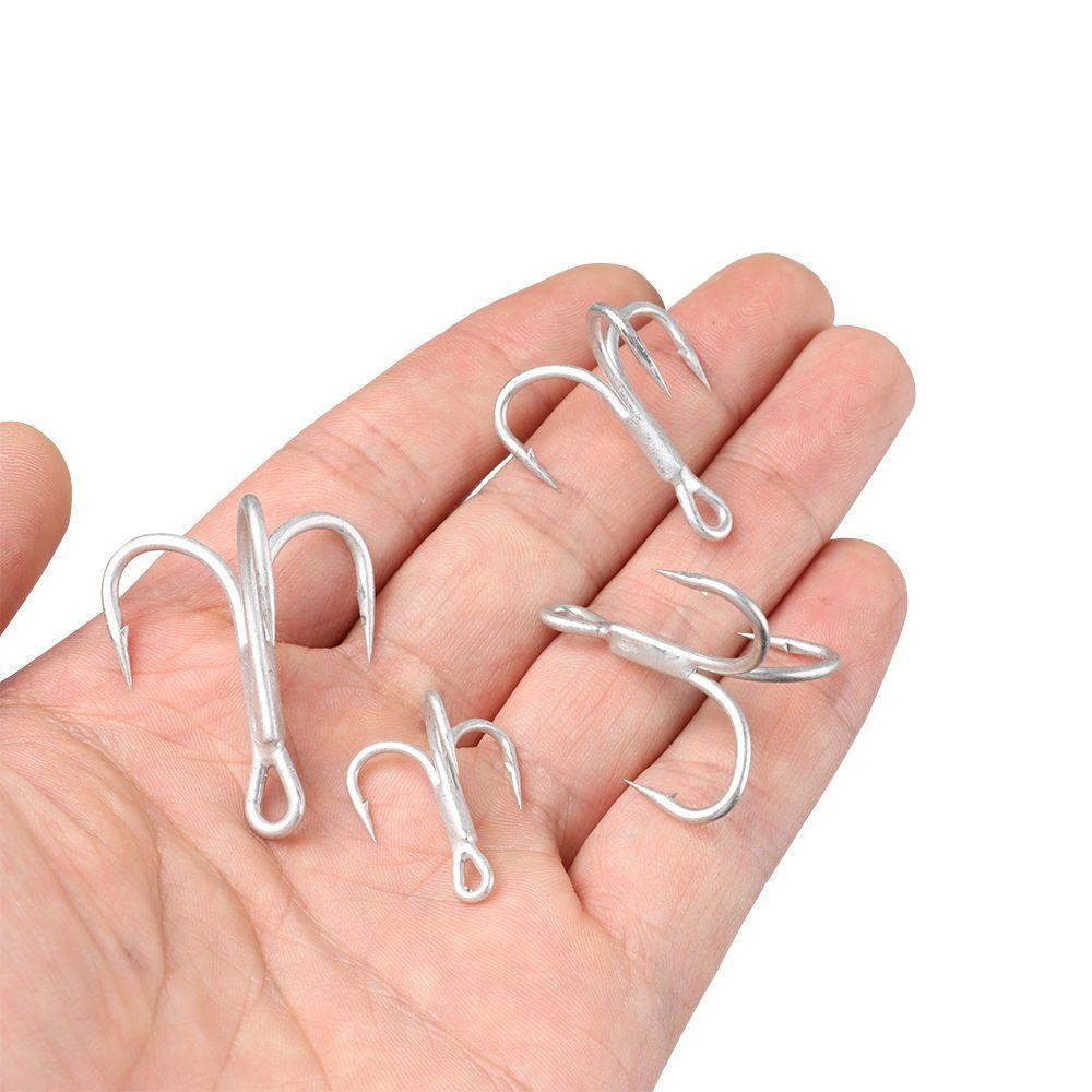 [LET] 10PCS/Set Sports High Carbon Steel Ahite Nickel Fishing Tackle Fishhooks Barbed Hooks Lure Durable Sharpened Treble Jig