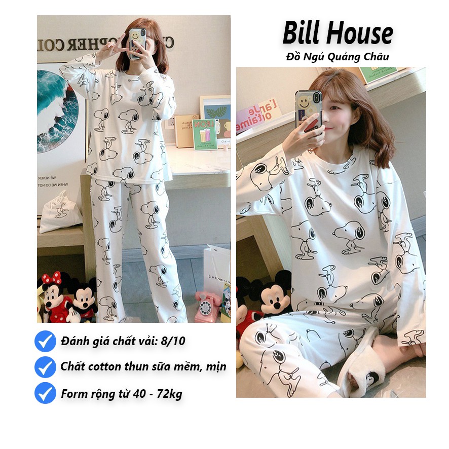 Đồ Bộ Nữ Tay Dài Quần Dài Hoạt Hình Thun Mềm Mịn Cực Xinh TD01 ,bộ thu đông dài tay in hình ngộ nghĩnh ,THƠI TRANG 1989