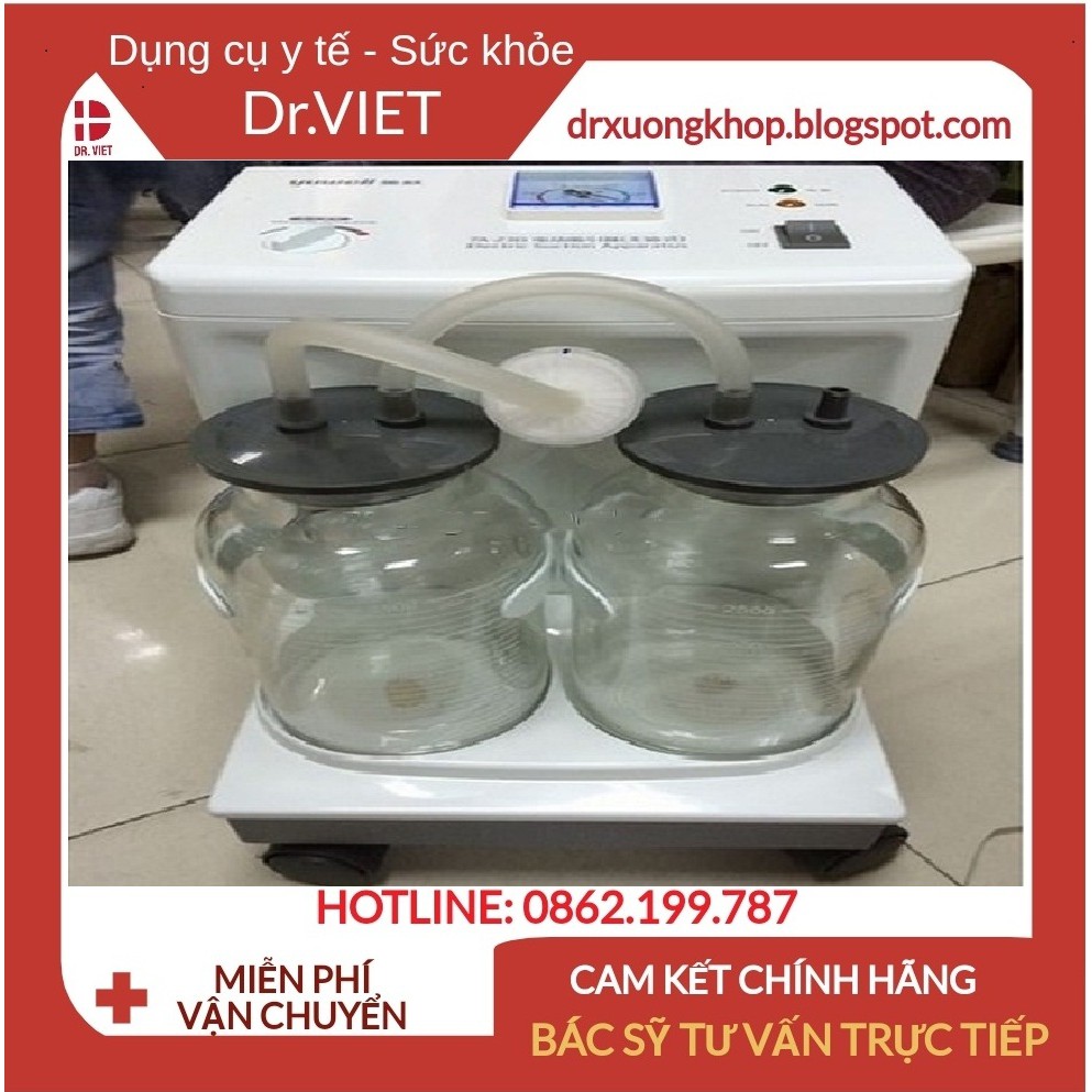 Máy hút dịch 2 bình YUWELL 7A-23B 40L chính hãng bảo hành 12 tháng Hút nội khí quản, hút đờm mũi, miệng người lớn,trẻ em