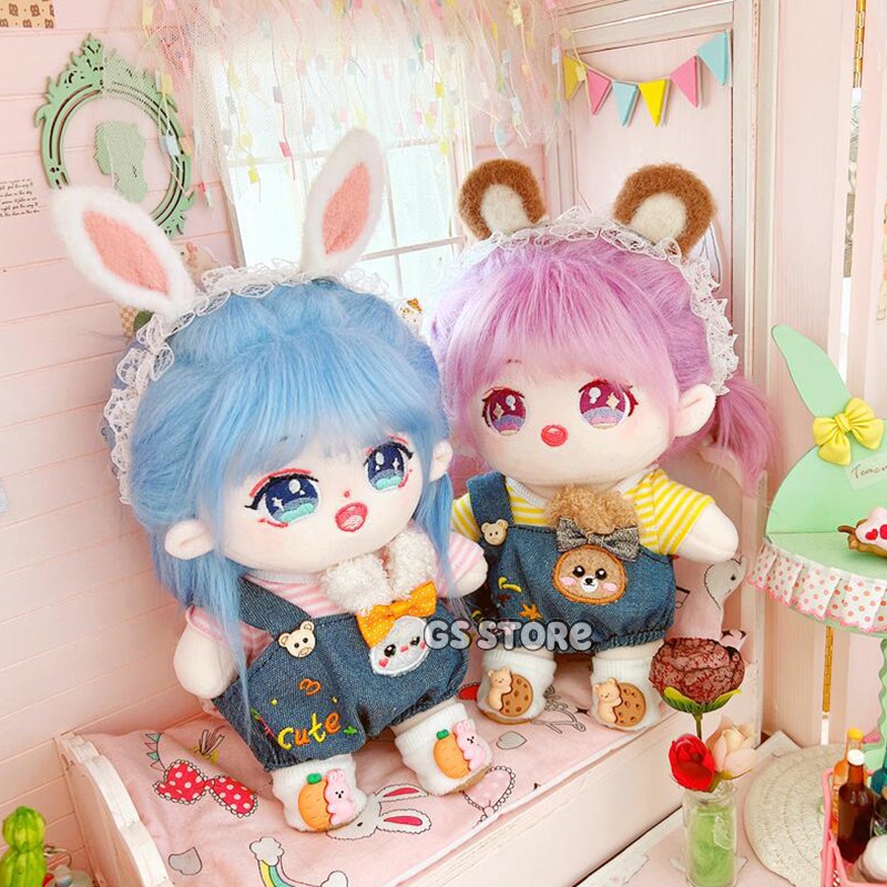 Búp Bê Mặc Yếm Sọc 20cm Đáng Yêu