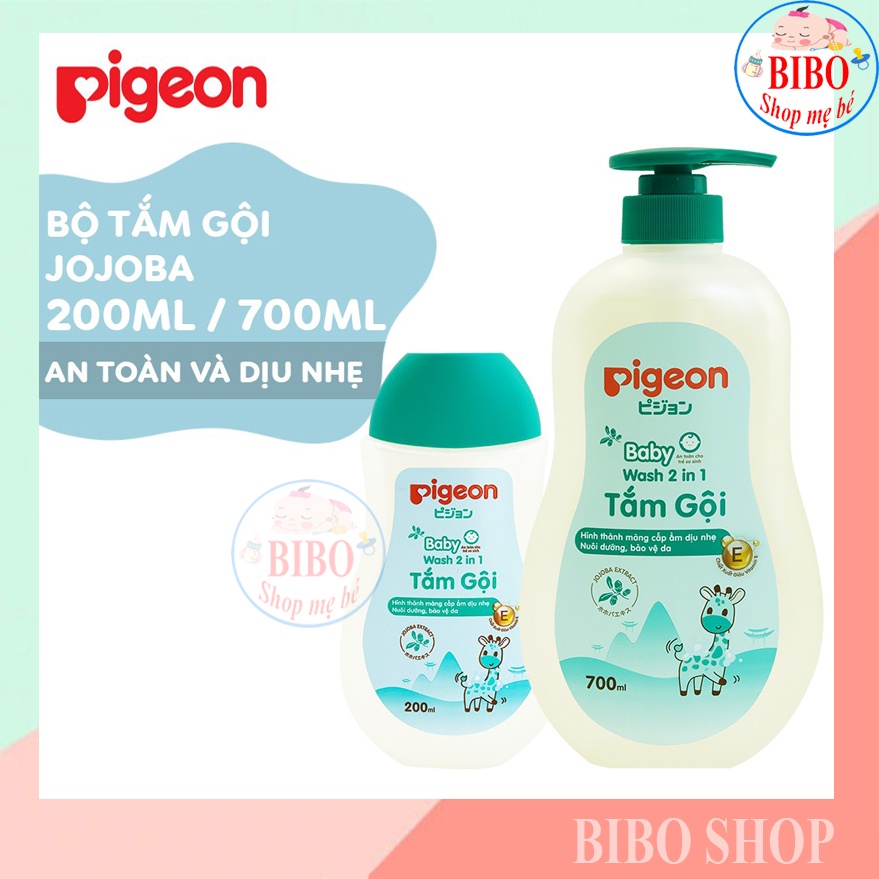 Tắm gội dịu nhẹ Pigeon Hương Jojoba, Hoa Hướng Dương 200ml/700ml (MẪU MỚI)