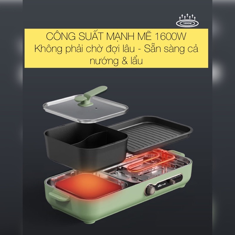 Bếp Điện Lẩu Nướng Hai Ngăn Đa Năng Bear DKL-C16C1