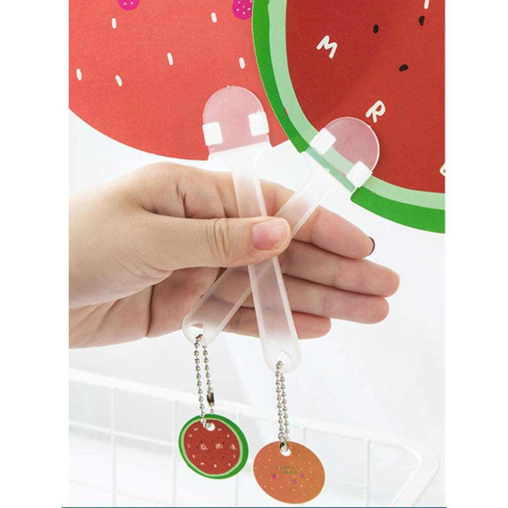 Quạt cầm tay hoạt hình vs trái cây kèm Dây treo mẫu mới