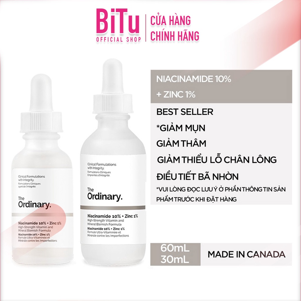 Serum The Ordinary Niacinamide 10% + Zinc 1% - Tinh chất The Ordinary 10% Niacinamide 30ml