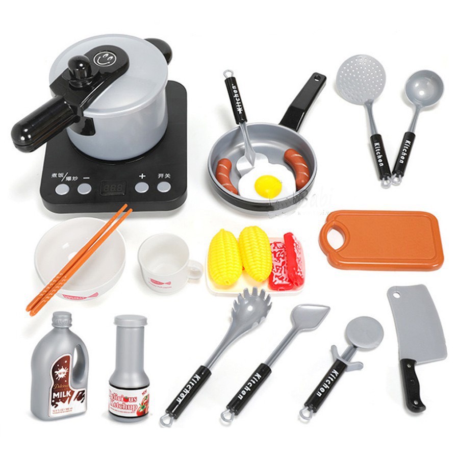 Bộ đồ chơi nấu ăn 36 chi tiết cho bé size 14, 16, 18cm, kích thước khả năng sáng tạo cho bé
