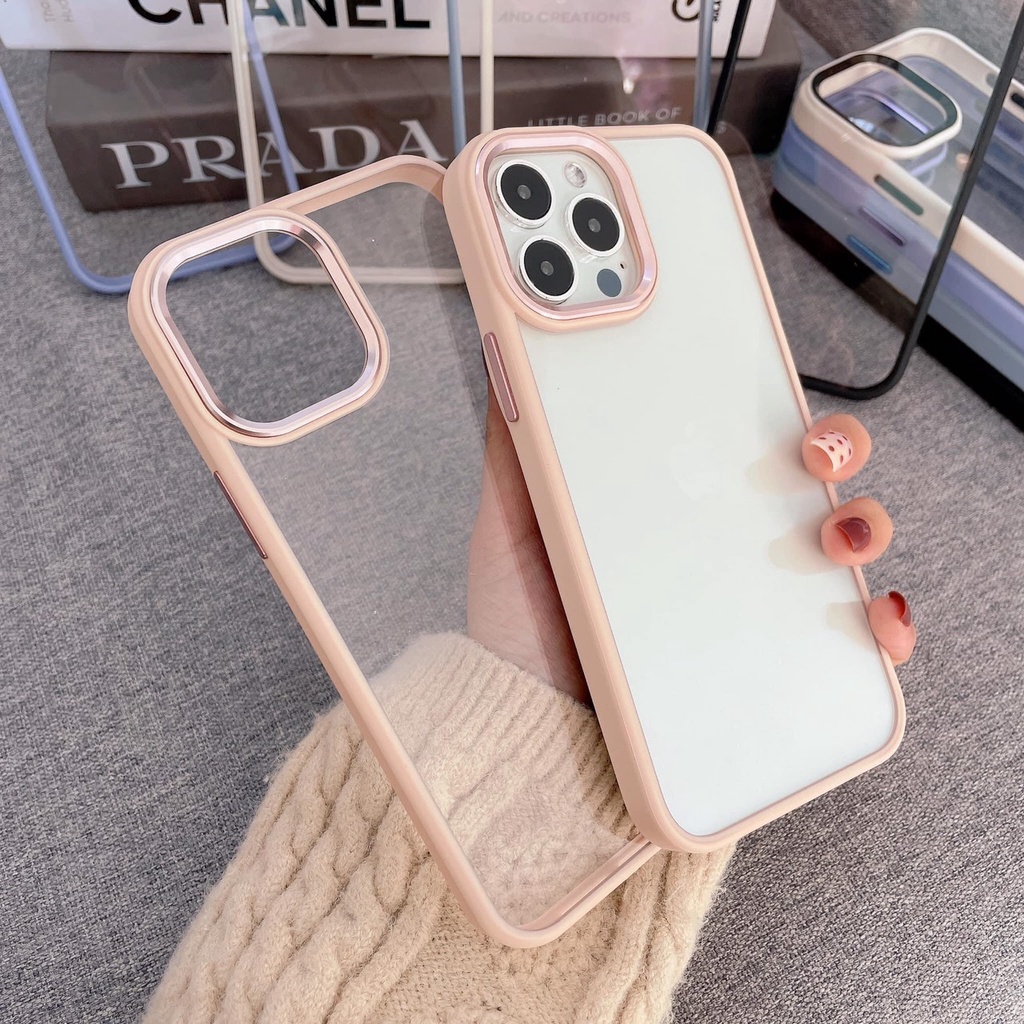 Ốp lưng Iphone 12 Pro Max /13/13 Pro Max viền màu lưng nhám trong chống sốc FILADA
