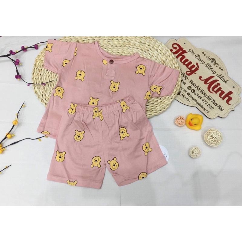 Bộ cộc hình gấu chất thun lạnh cho bé trai và bé gái