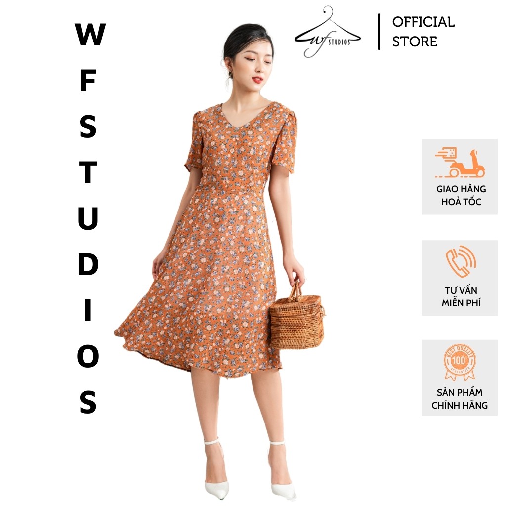 Đầm hoa xoè dáng lỡ cổ tim-Sunny Dress-V11-wfstudios