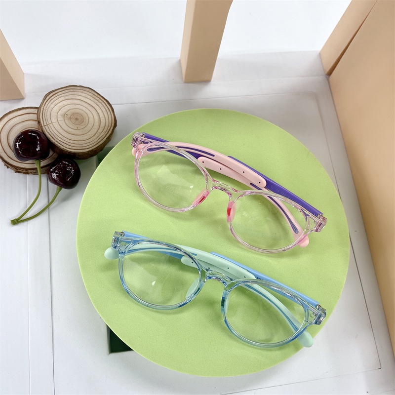 Kính mắt JIUERBA gọng tròn phối silicone chống tia bức xạ thời trang chất lượng cao dành cho bé trai và bé gái