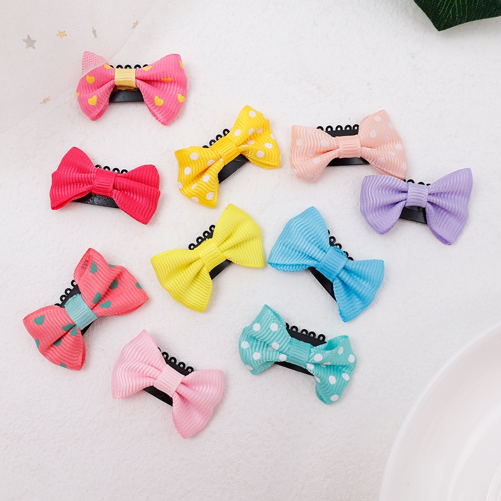 10Pcs/lot Candy Color Baby Mini Small Bow Hair Clips Safety Hair Pins Barrettes for Children Girls Kids Hair Accessories