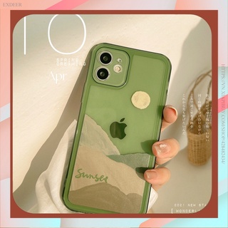 Ốp Điện Thoại Trong Suốt Màu Xanh Lá Phong Cách Retro Cho Iphone 11 12 Pro Max X 12 Xr / 8