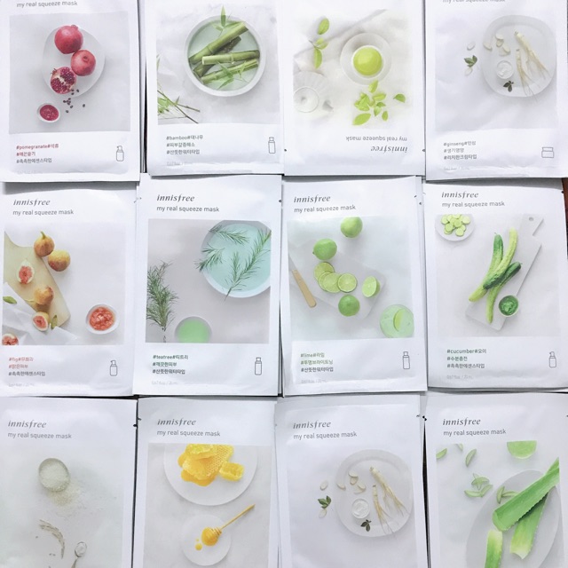 Combo 10 miếng mặt nạ Innisfree my real squeeze mák