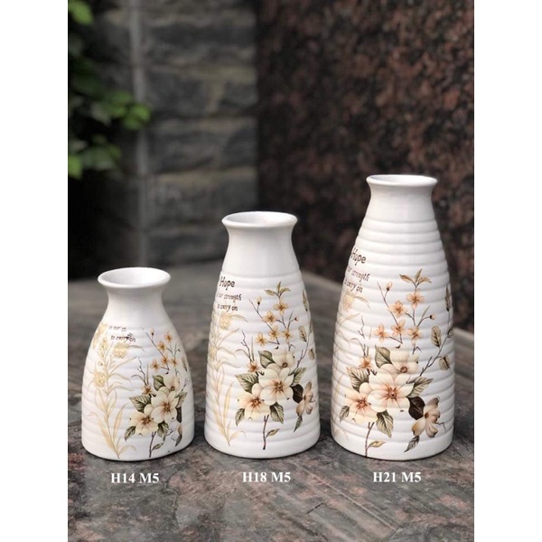 Bộ 3 lọ hoa sứ sake gốm Bát Tràng