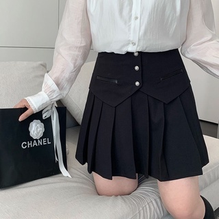 (Big size) chân váy xếp ly đính cúc C101