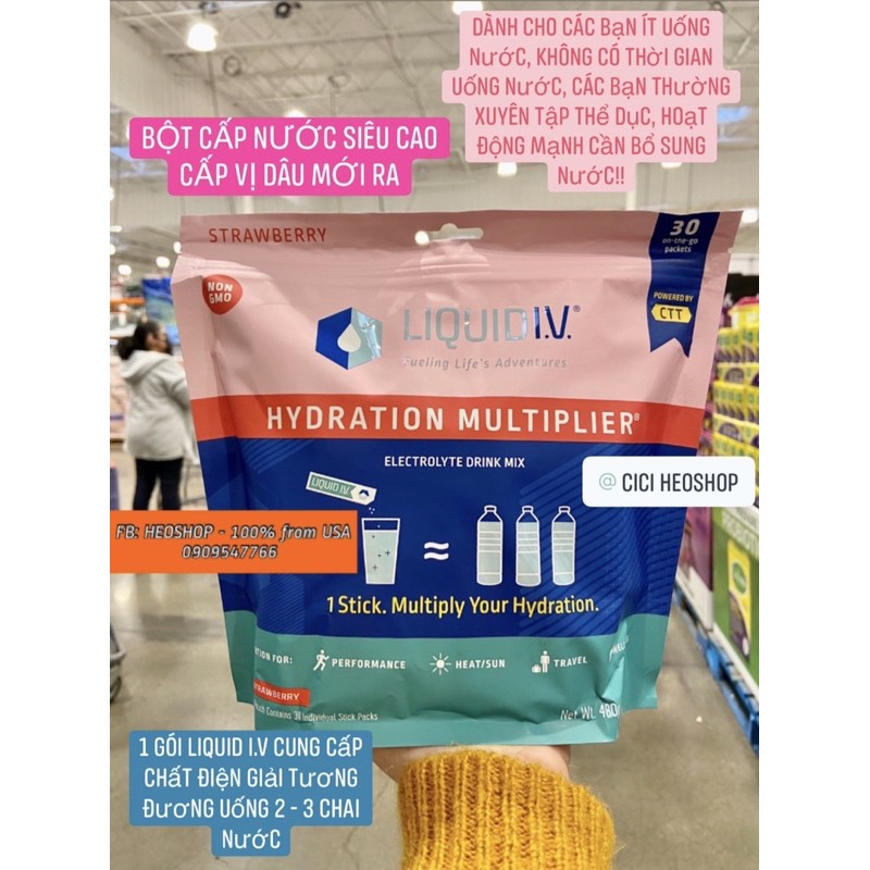 BỘT CẤP NƯỚC SIÊU CAO CẤP LIQUID I.V VỊ DÂU MỚI RA 🍓🍓