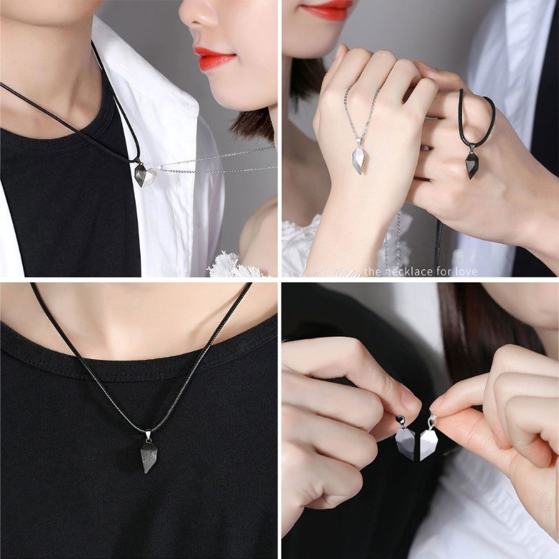 Set 2 vòng cổ Tình Bạn Mặt Trái Tim Đính Nam Châm