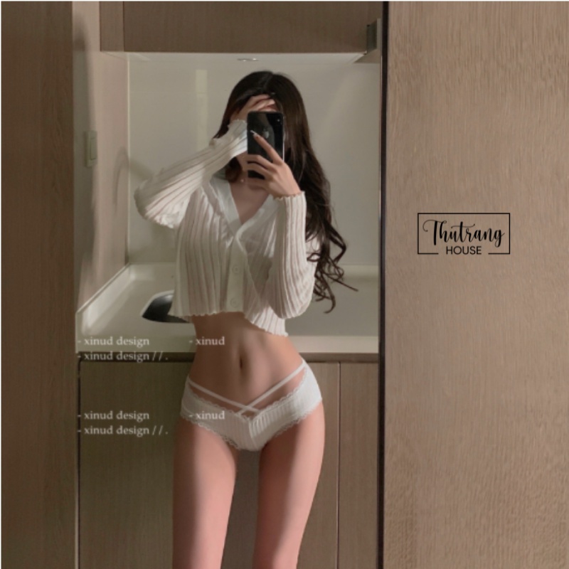 Quần lót nữ cotton dây chéo hông sexy thoáng khí lưng thấp viền ren phong cách Hàn Quốc M16 | WebRaoVat - webraovat.net.vn