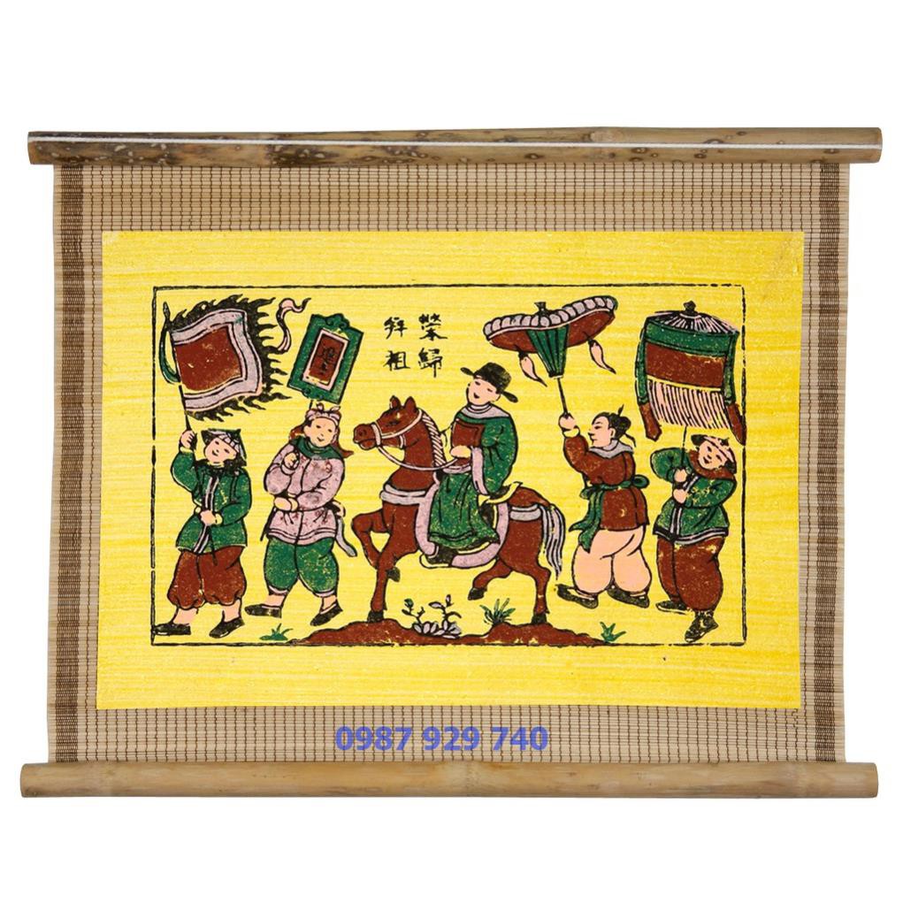 [Tranh Đông Hồ] - Bức Vinh Quy Bái Tổ - không khung tranh - Dong Ho folk paintings - Viet Nam national cultural heritage