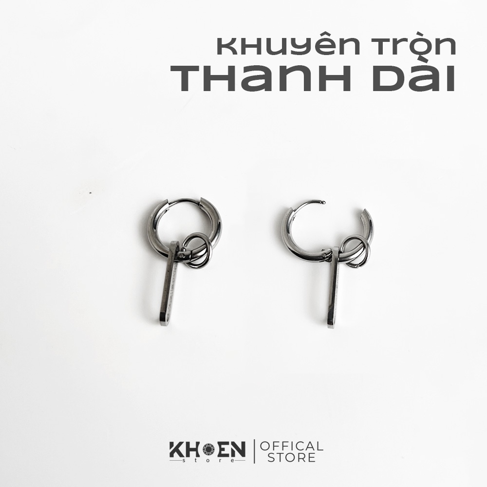 Khuyên tròn thanh dài nam - Thép không gỉ - Khoen Store