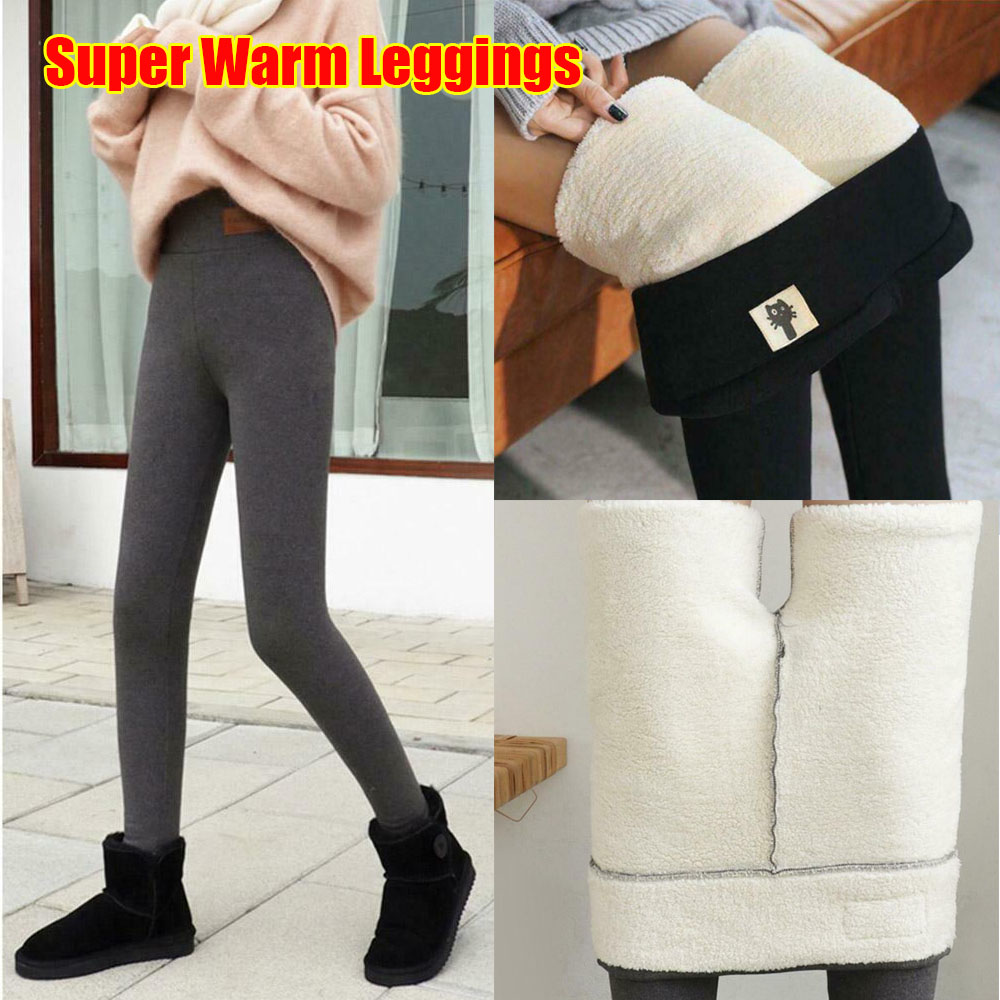 Quần legging lót lông cừu giữ ấm thời trang mùa đông cho nữ