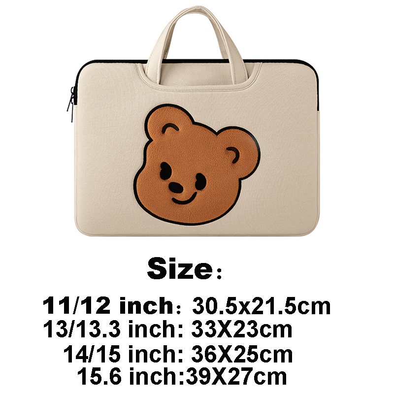 Túi Xách túi Polyester đựng laptop 13inch túi đựng laptop chống sốc In Hình Gấu Dễ Thương Cho Xiaomi Huawei HP Dell 11 12 13 14 15.6 Inch