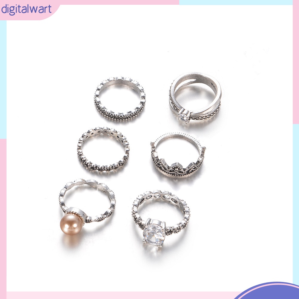 Set 6 nhẫn nữ họa tiết đa dạng thời trang