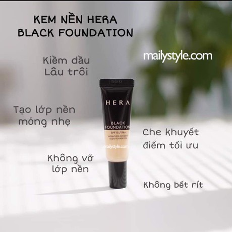 ⚡BLACKPINK⚡Kem nền HERA BLACK FOUNDATION mini 10ml Tone 21,17 và 23