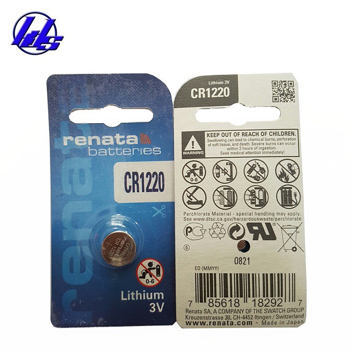 Pin CR1220 Renata lithium 3V chính hãng - Vỉ 1 viên