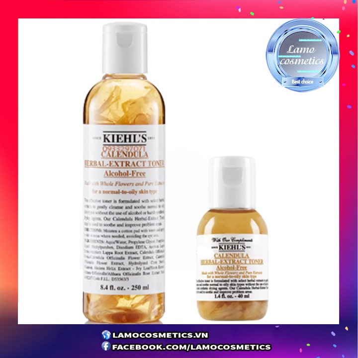 NƯỚC HOA HỒNG TONER HOA CÚC KIEHL’S  40 ml ( mini ) : calendula herbal extract alcohol free 40ml