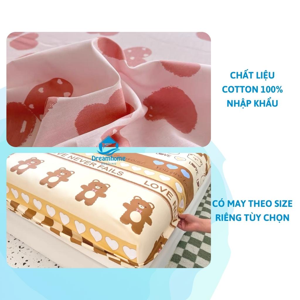 Bộ ga giường cotton living kèm 2 vỏ gối nhiều màu, đủ size nệm Dreamhomebedding | BigBuy360 - bigbuy360.vn