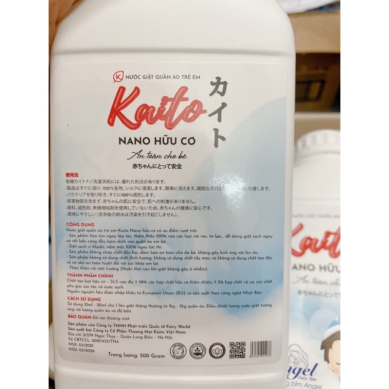 Nước Giặt Hữu cơ Kaito Nano 500g (quà tặng)