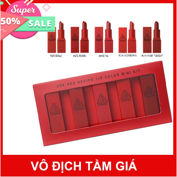 [ MUA 1 ĐƯỢC 5 ] Son 3CE Mini Siêu Lì