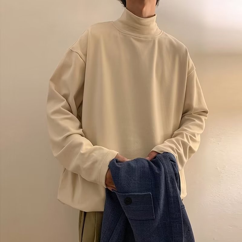 Áo Sweater Tay Dài Cổ Cao Phong Cách Thời Trang Hàn Quốc Cho Nam Giới Có Size M-2XL áo khoác nam