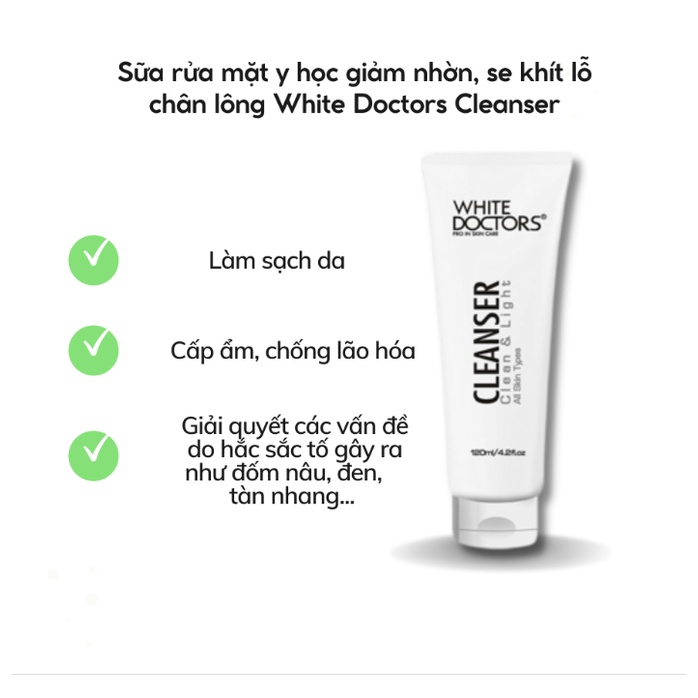 Sữa rửa mặt y học White Doctors làm sáng da ngừa mụn - White doctors Cleanser