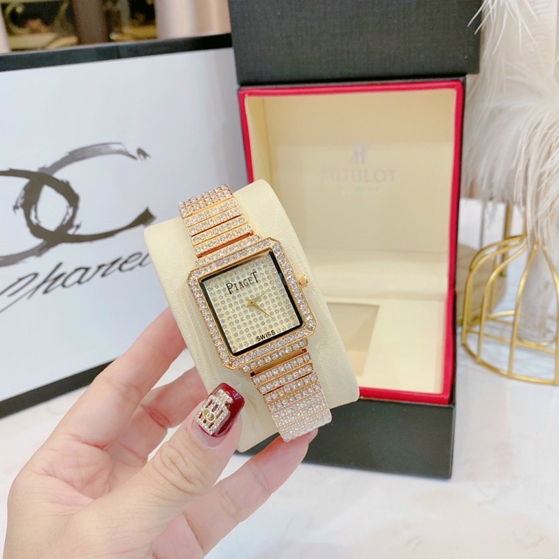 Đồng hồ nam VN999 mặt vuông đính đá [Có Hộp]⚜️Chống nước,chống xước