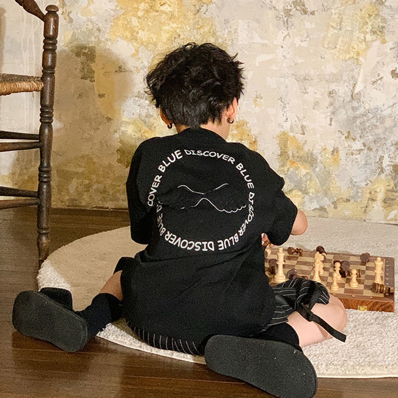 Áo Thun Tay Ngắn Màu Đen Chất Liệu Cotton Mỏng Thời Trang Mùa Hè Dành Cho Bé Trai 2022