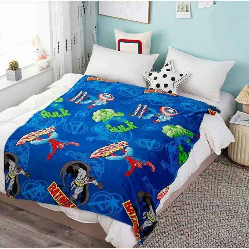 Chăn Lông Cừu 150x2m In Hình Batman Hulk Spiderman Người Nhện Advancer One Piece