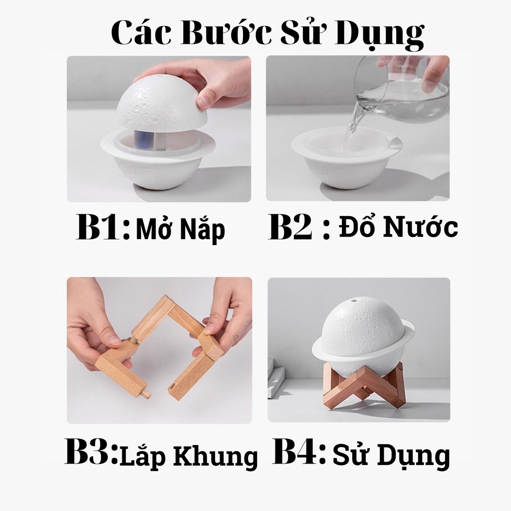 Đèn Xông Tinh Dầu Phun Sương Mặt Trăng Máy Khuếch Tán Tinh Dầu Phun Sương Toả Hương Tạo Ẩm Giúp Thơm Phòng Và Đuổi Muỗi