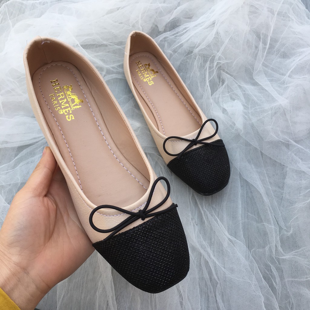 Giày nữ kiểu dáng búp bê đế bệt đính NƠ ẤU nhỏ nhắn xinh | BigBuy360 - bigbuy360.vn