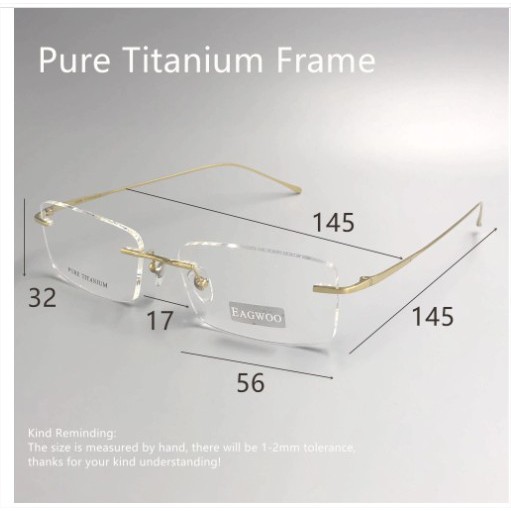 Gọng kính TITANIUM gọng khoan cao cấp VÀNG GOLD KT100UNIQUI sang trọng trẻ trung cao cấp  hàng Nhật