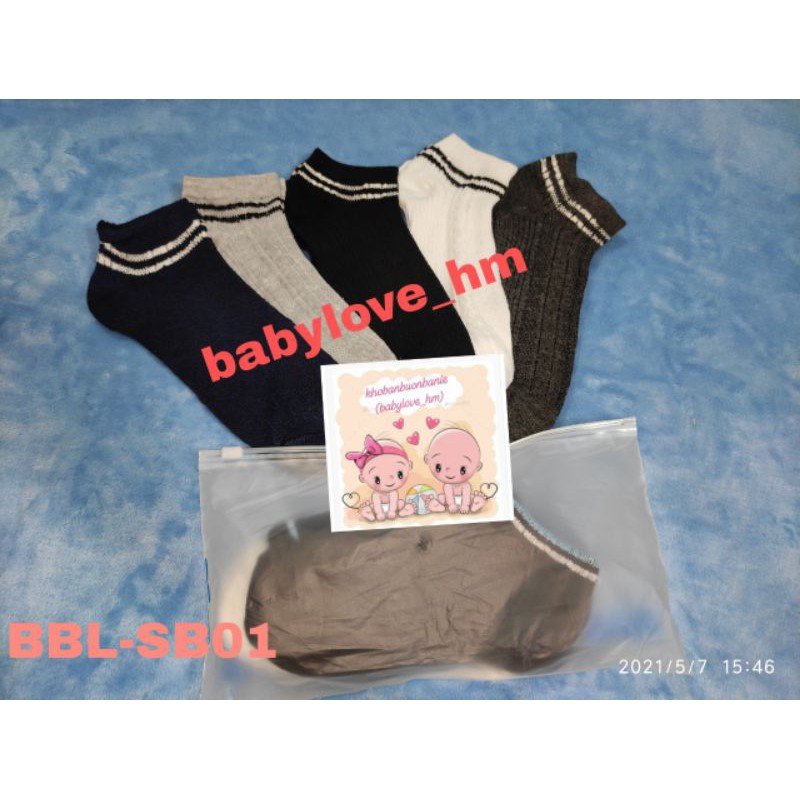 BBL-SB01 Tất nam cổ ngắn cotton gân nổi chống mồ hôi chân cao cấp