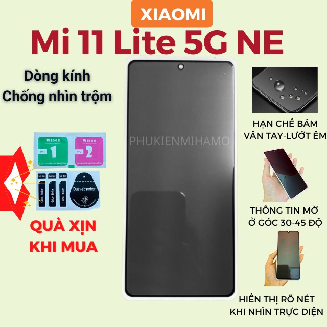 Kính cường lực Xiaomi Mi 11 Lite 5G NE Chống nhìn trộm Full màn 🎁Quà Tặng 🎁 Siêu mượt Chống nước [MITA]
