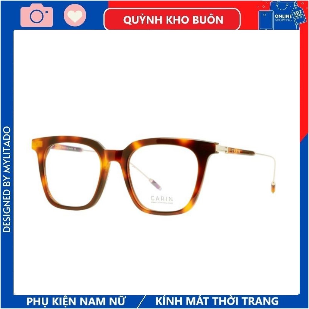 Gọng kính cận kim loại Hàng Hiệu CARIN , mắt gọng vuông màu sắc thời trang 9028