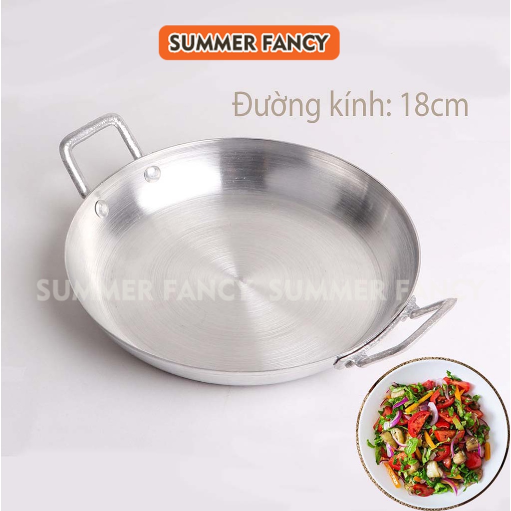 Chảo nhôm chiên trứng đáy bằng Summer Fancy chiên thức ăn đường kính 18cm có tay cầm cao cấp CNB01