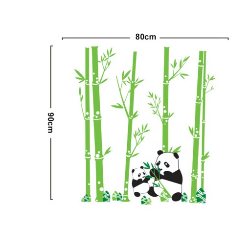 Decal trang trí tường Mẹ Con Gấu Trúc và Bụi Trúc