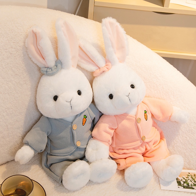 Đồ Chơi Thỏ Nhồi Bông Mặc Đồ Dễ Thương Thoải Mái Làm Quà Tặng Sinh Nhật Cho Bé Gái