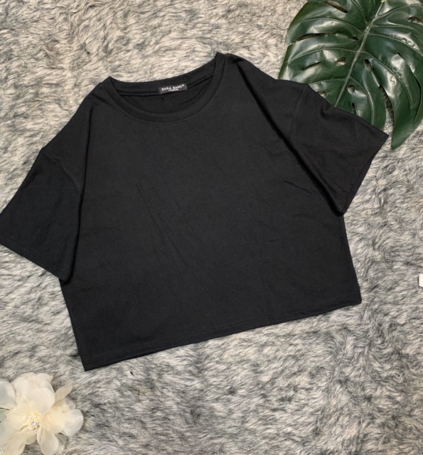 Áo croptop cổ tròn from rộng, áo thun nữ cổ tròn basic - 25 store