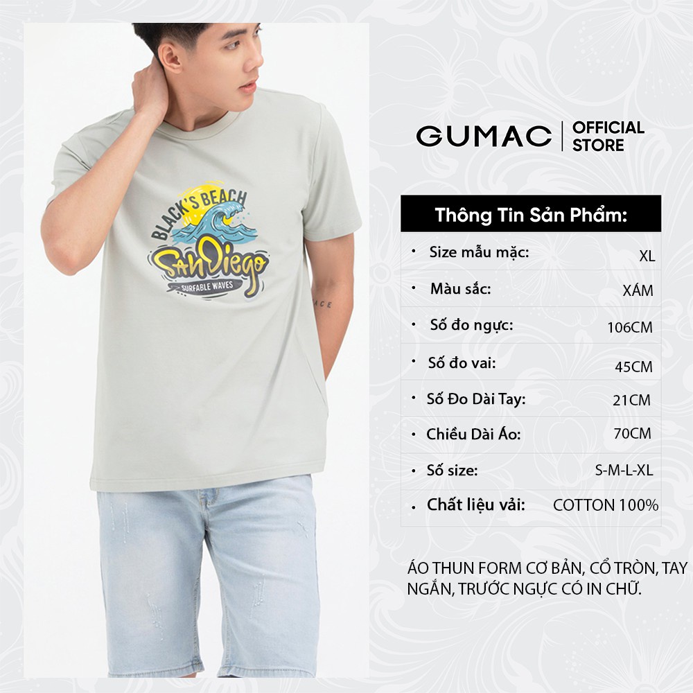 Áo thun nam in chữ GUMAC ATNB6115 | BigBuy360 - bigbuy360.vn