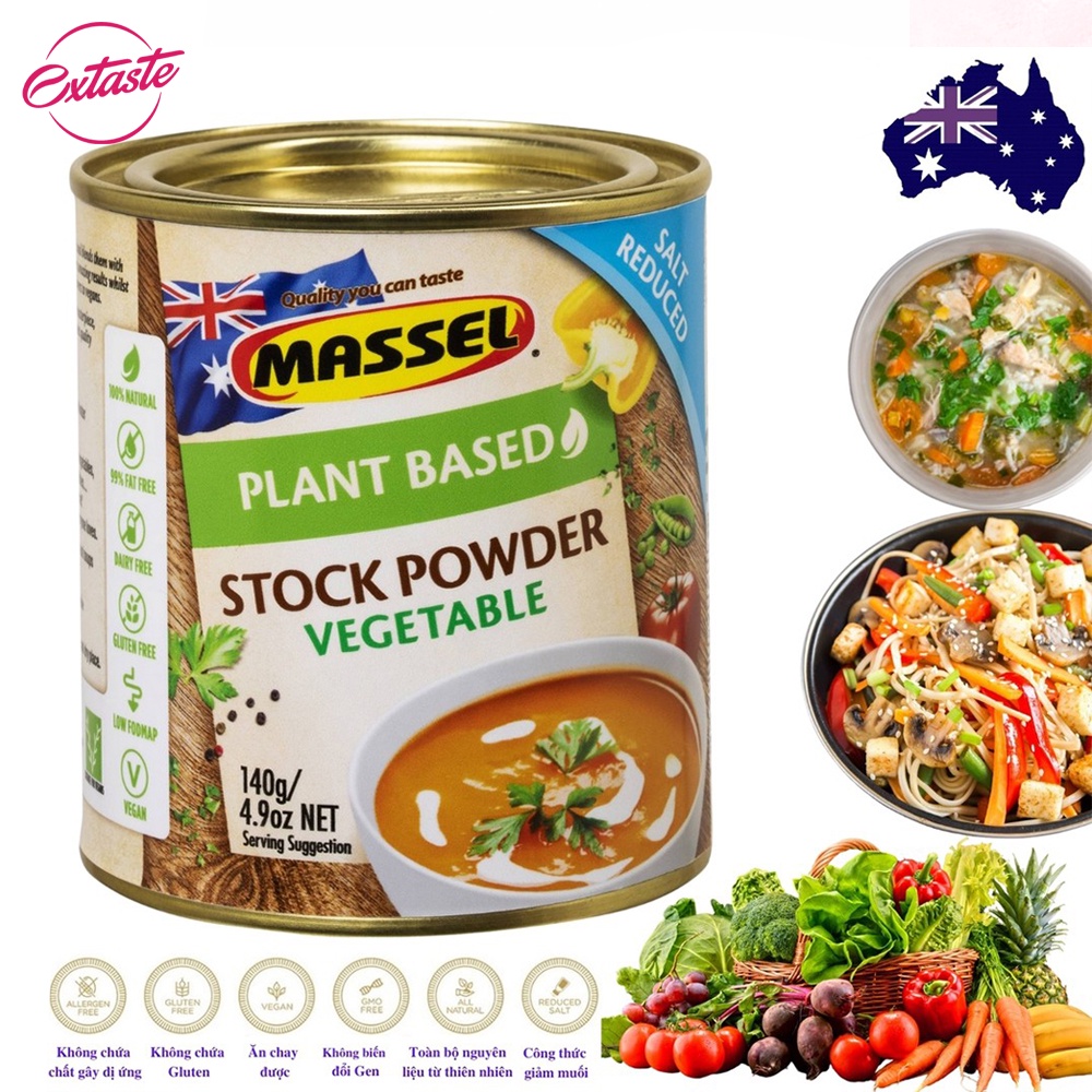 Hạt nêm vị rau củ Massel Premium Stock Powder Vegetable không bột ngọt an toàn cho gia đình 168g